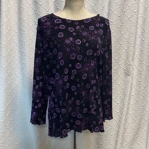 All Hours‎ size medium Purple glitter shimmer Polka Dot Women's Blouse stretch